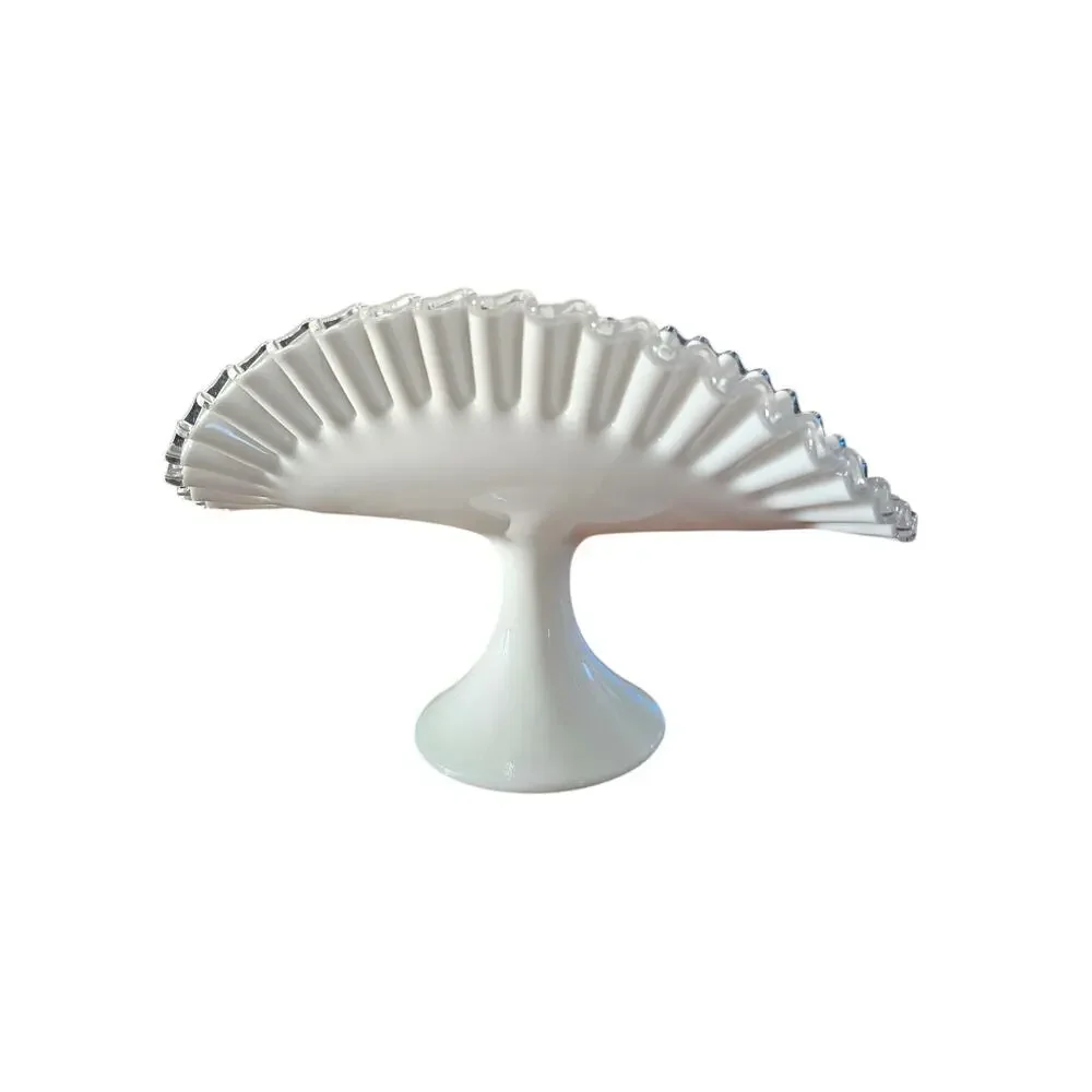 Vintage White Milk Glass Footed Banana Boat read description
